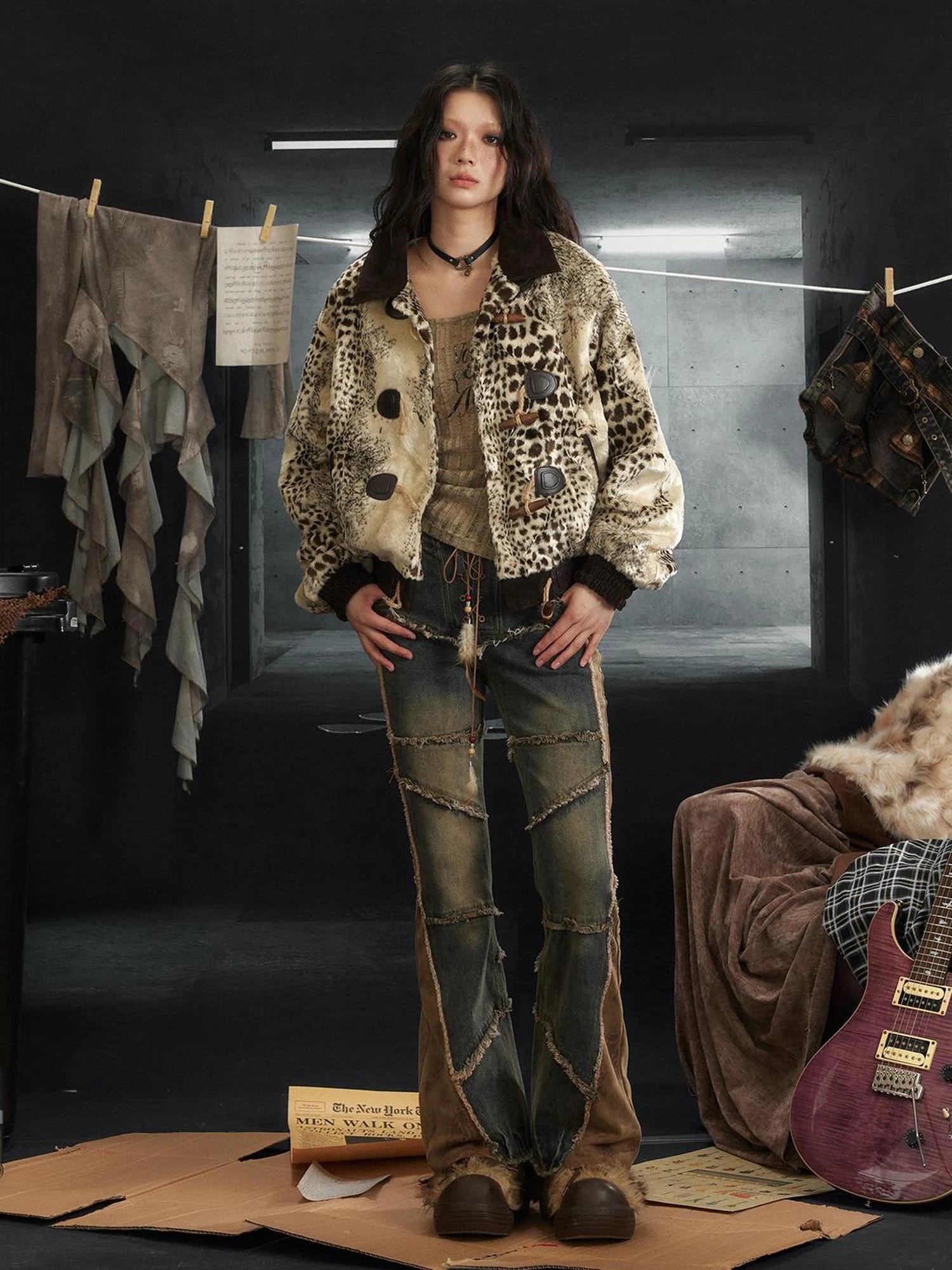 Rock Rebel Faux Fur Lined Hooded Coat