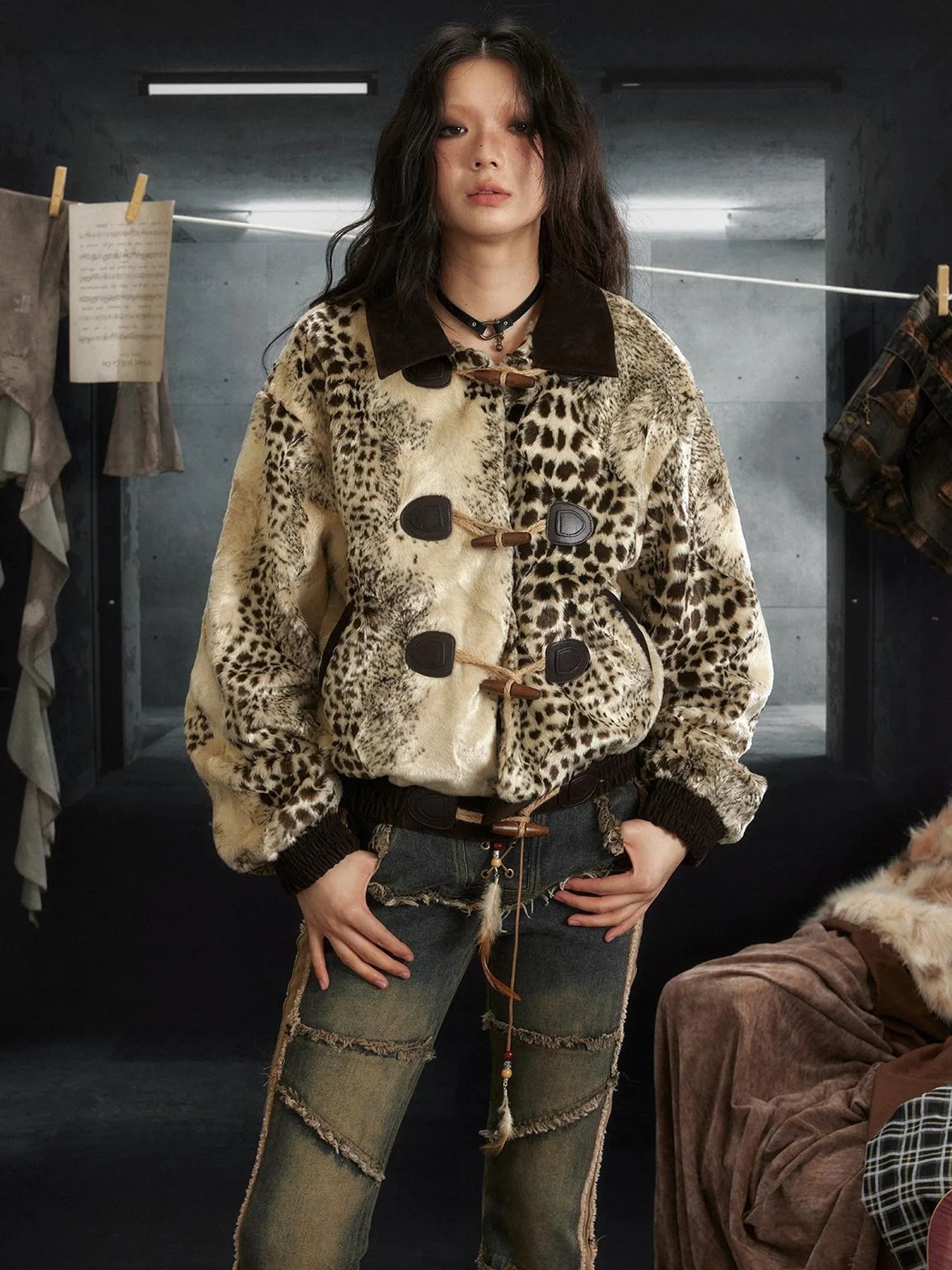 Rock Rebel Faux Fur Lined Hooded Coat