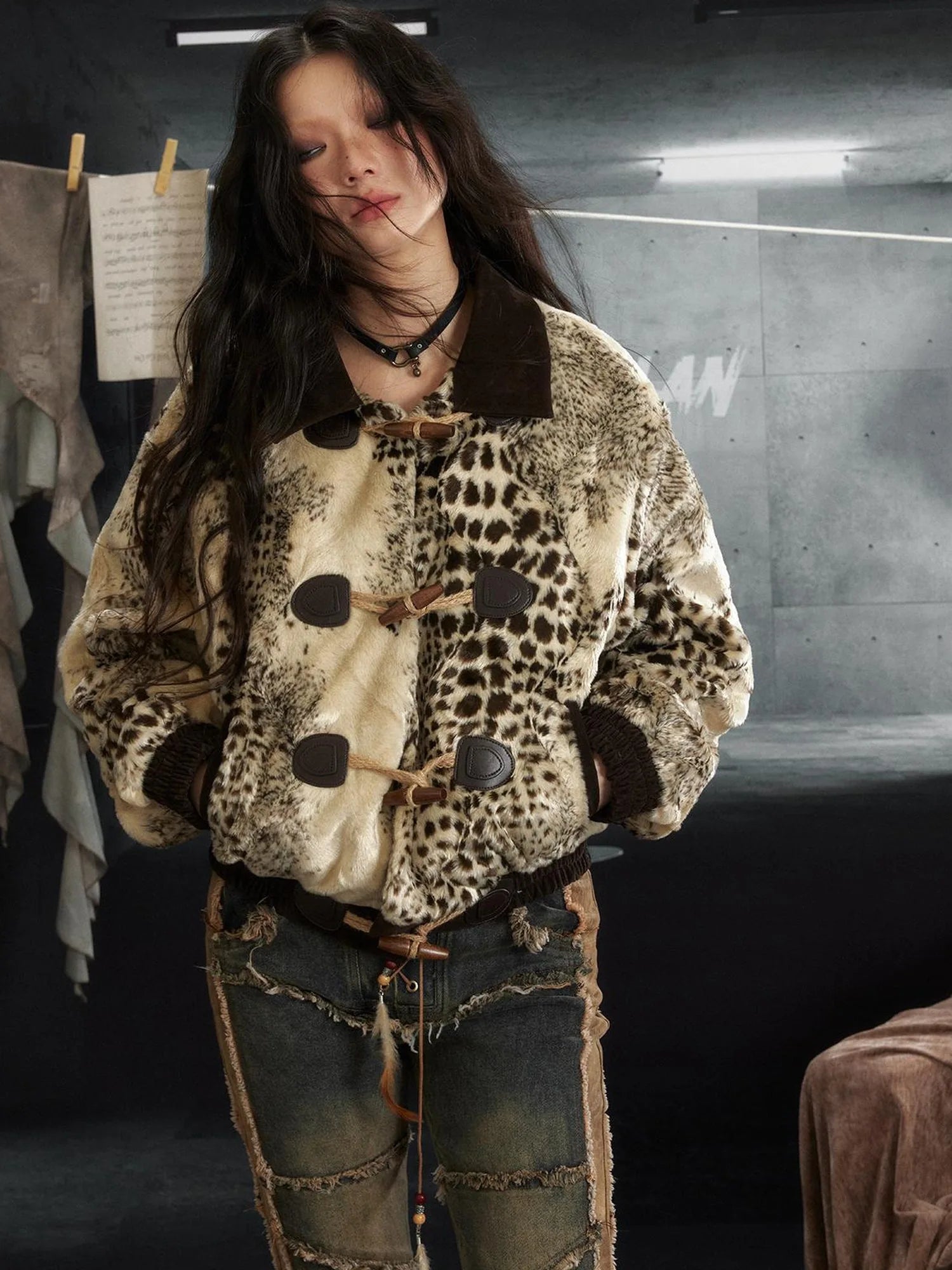 Rock Rebel Faux Fur Lined Hooded Coat