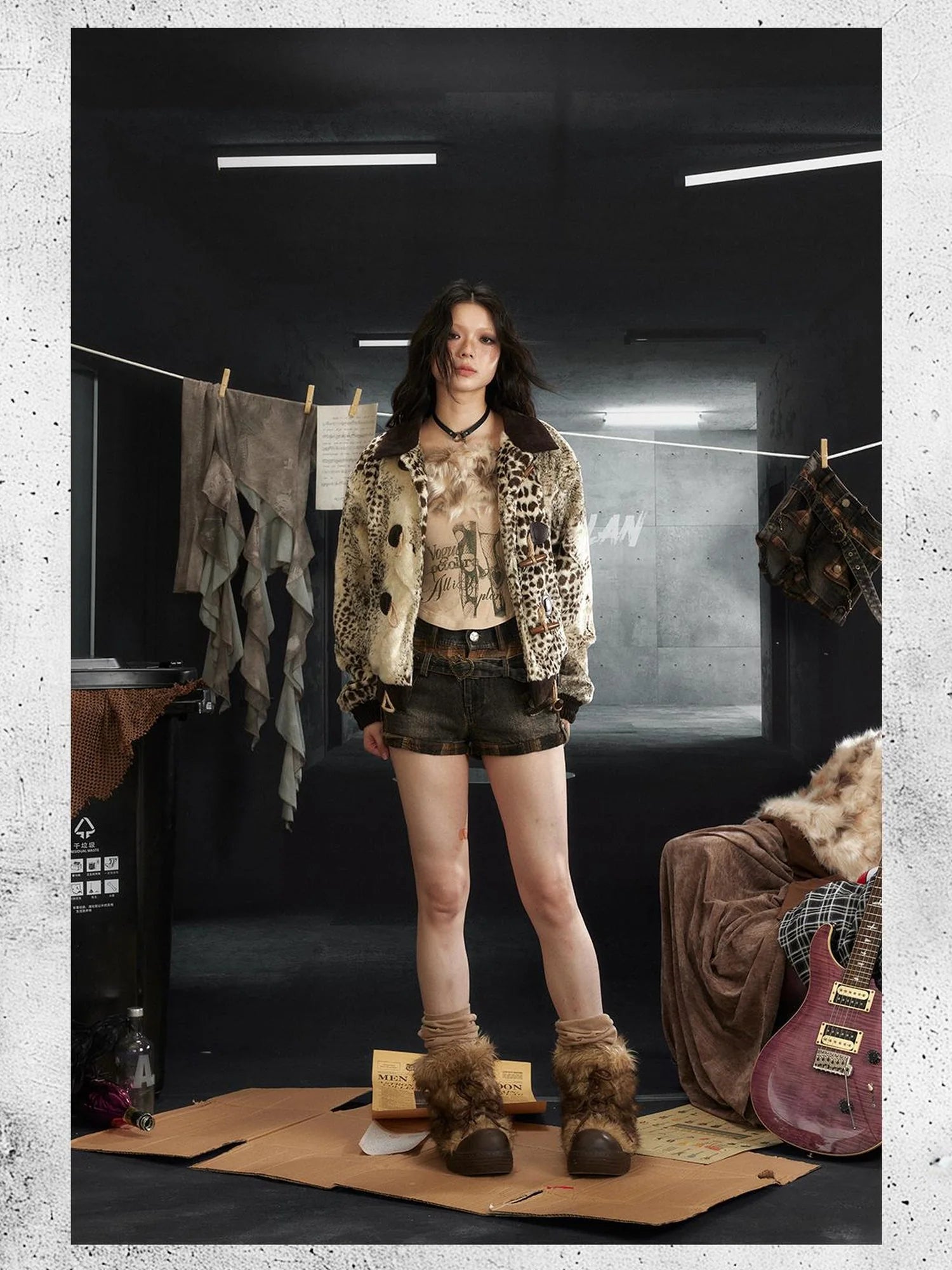 Rock Rebel Faux Fur Lined Hooded Coat