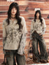 ALL iN plan Round Neck Solid Faux Layered Loose Long Sleeve Women&