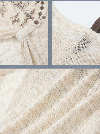 ALL iN plan Semi Sheer Asymmetric Shoulder Oversized Women&