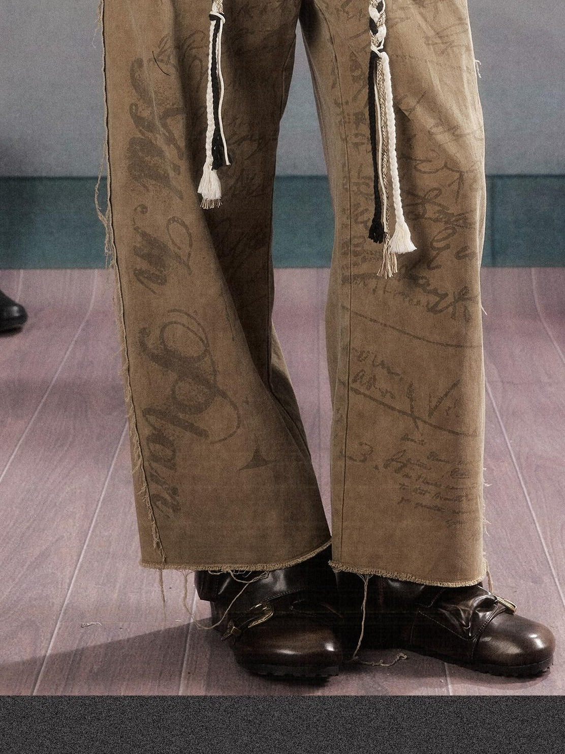 ALL iN plan Soft Breathable Cotton Casual Tassel Natural Waist Button Women Khaki Pants