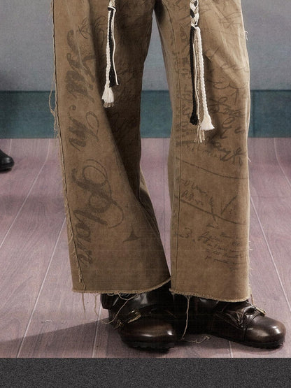 ALL iN plan Soft Breathable Cotton Casual Tassel Natural Waist Button Women Khaki Pants
