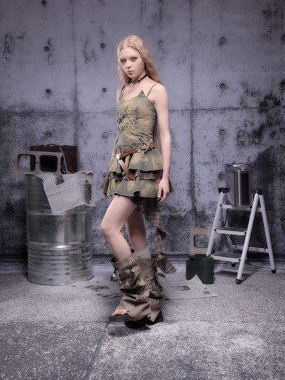 ALL iN plan Soft Cotton Blend High Waist Ruffle Vintage Camisole Everyday Slip Mini Dresses