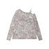 ALL iN plan Soft Cotton Blend Loose Drop Shoulder Women Bow Light Gray Long Sleeve T-Shirts