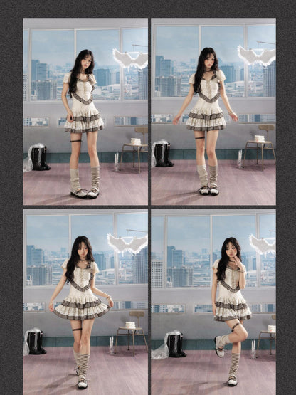 ALL iN plan Soft Cotton Plaid Slim Y Shape Wide Strap For Women Casual Mini Dresses