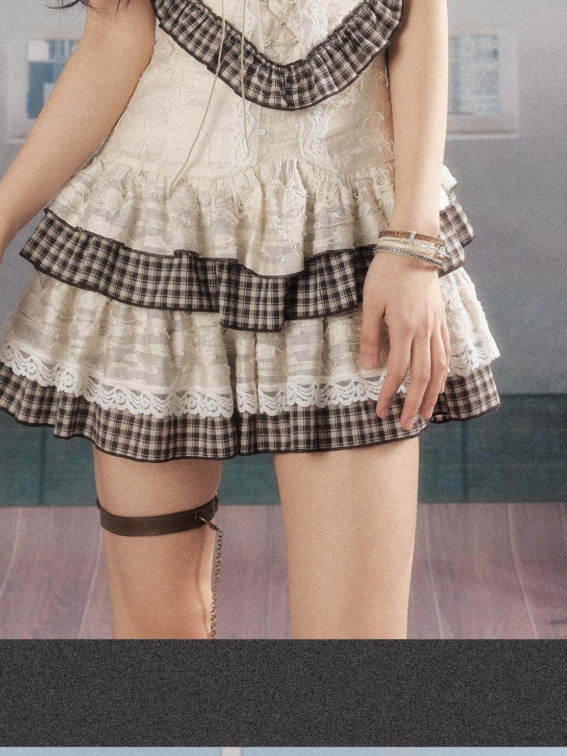 ALL iN plan Soft Cotton Plaid Slim Y Shape Wide Strap For Women Casual Mini Dresses