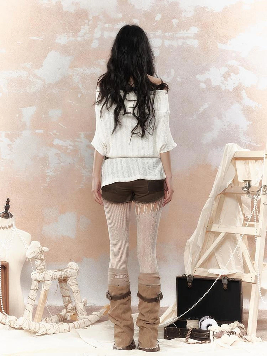 Steam Punk Fairy Tale Failed Print Top V Neck T Shirt Long Sleeve