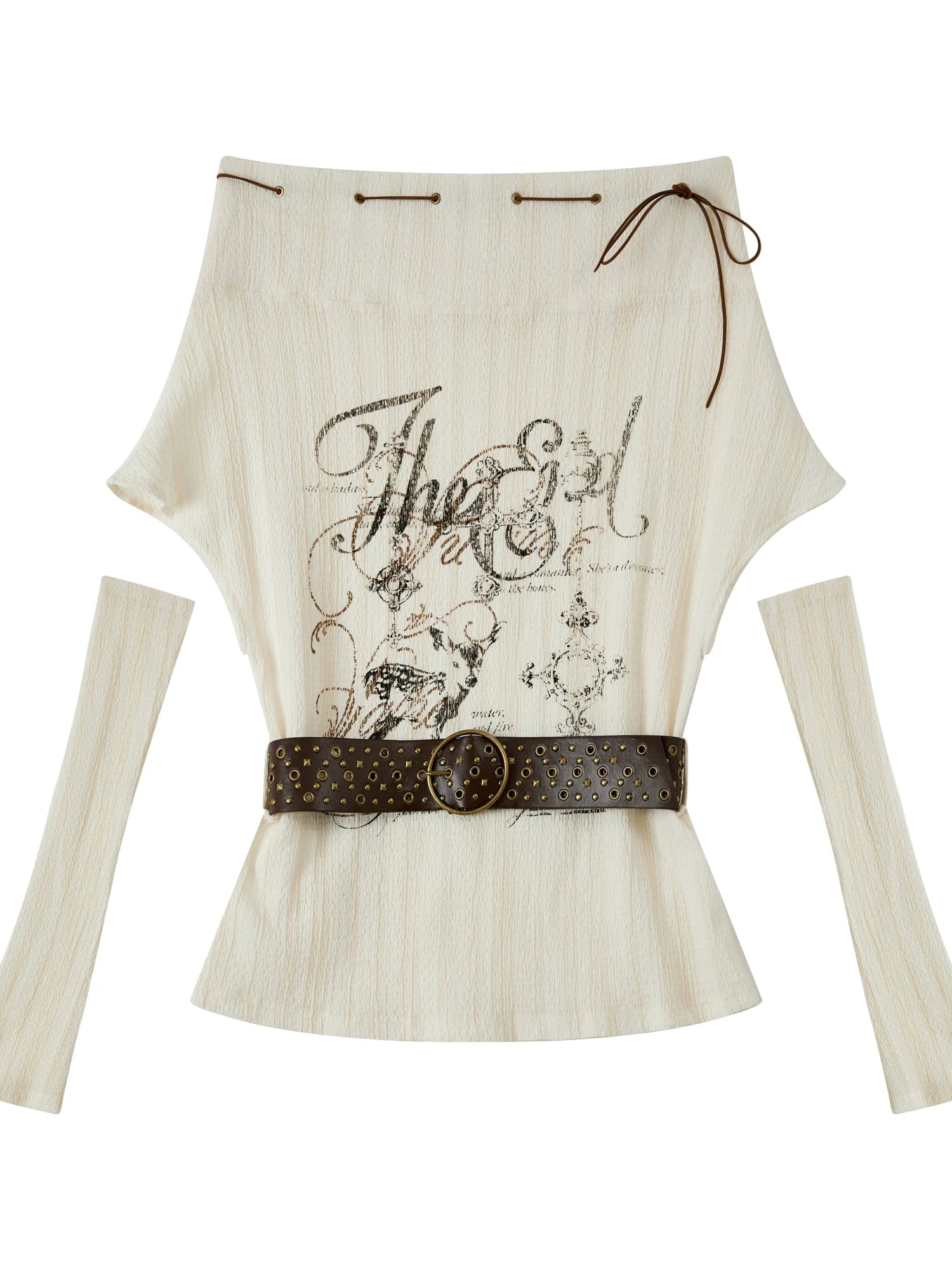 Steam Punk Fairy Tale Failed Print Top V Neck T Shirt Long Sleeve