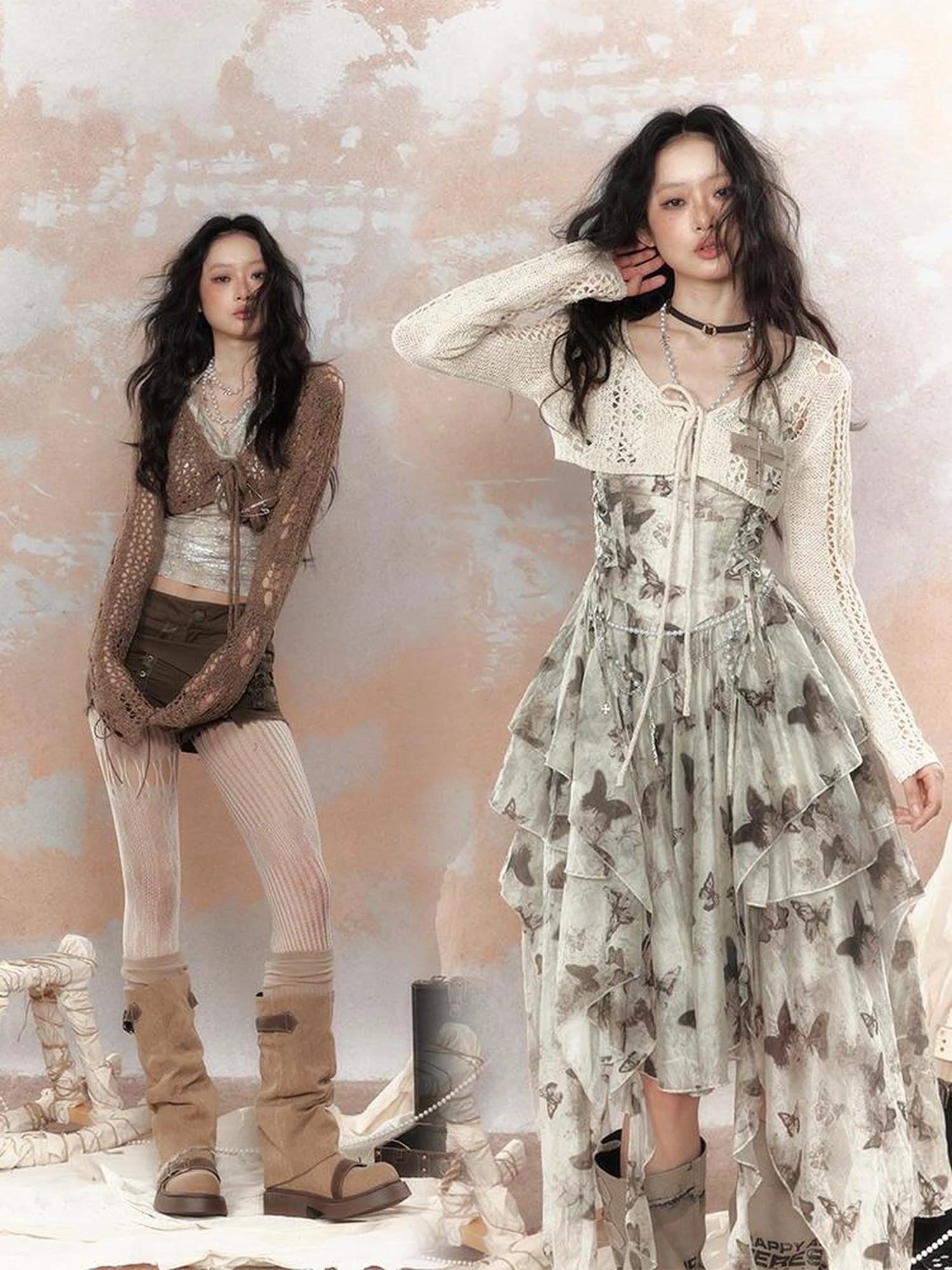 Steam Punk Knit Crop Top With Distressed Detail