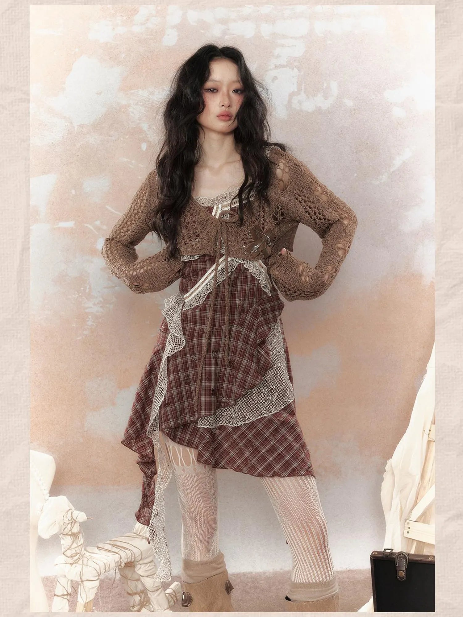 Steam Punk Knit Crop Top With Distressed Detail