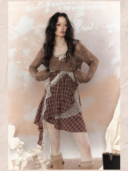 Steam Punk Knit Crop Top With Distressed Detail