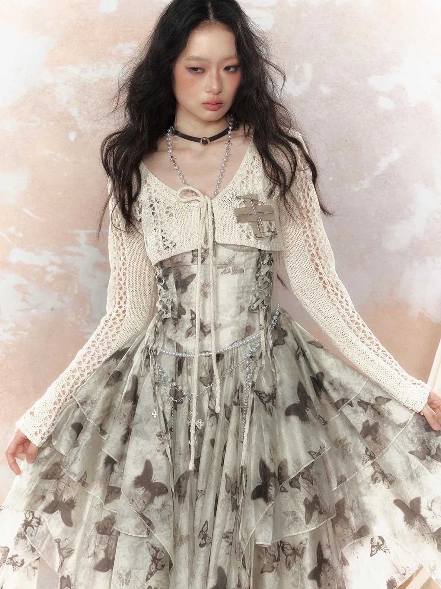 Steam Punk Knit Crop Top With Distressed Detail