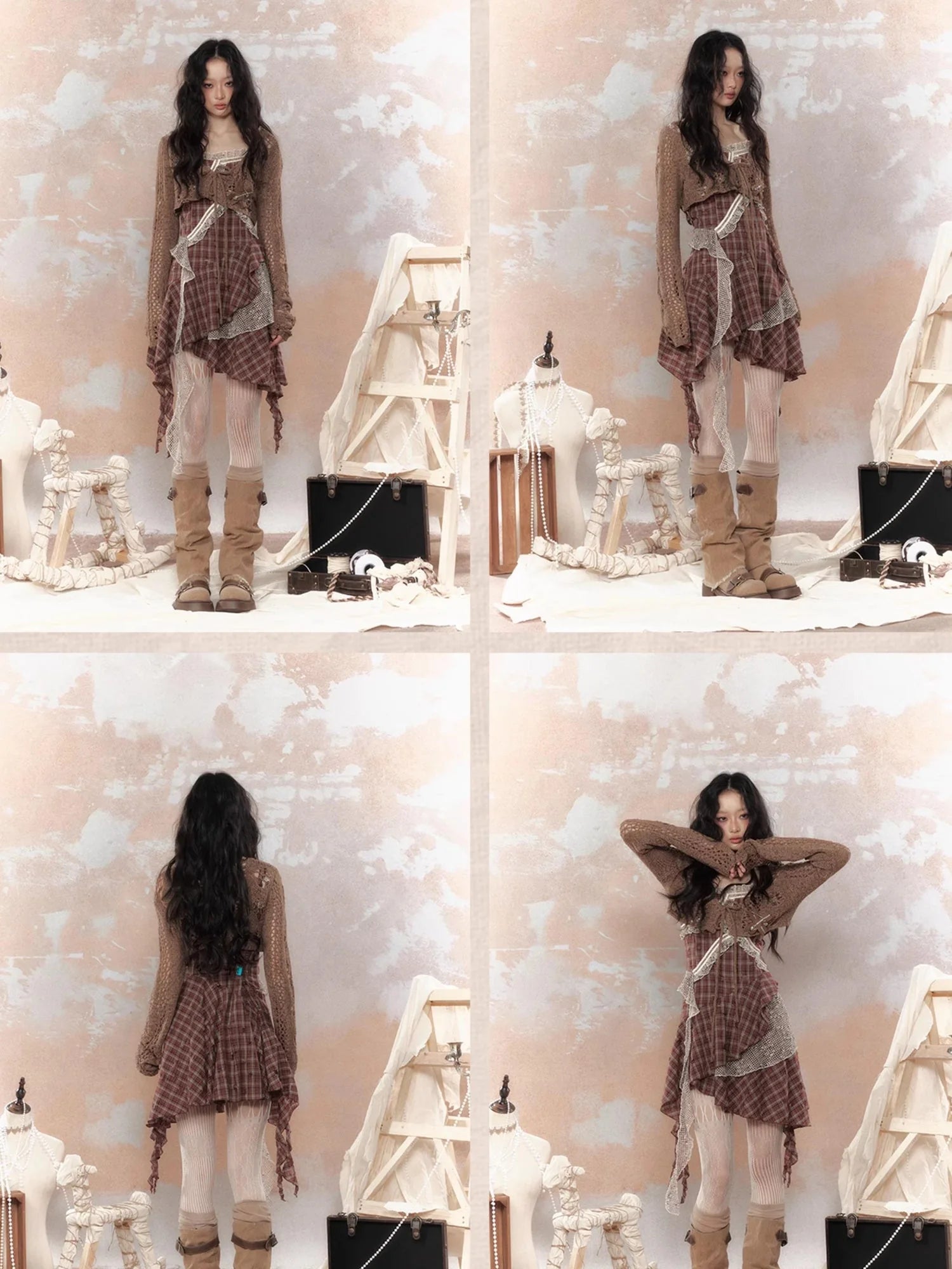 Steam Punk Knit Crop Top With Distressed Detail