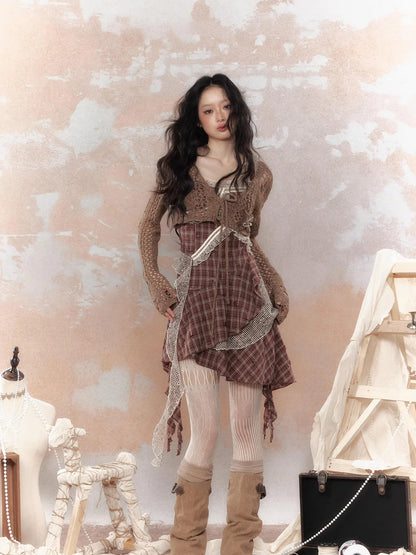 Steam Punk Knit Crop Top With Distressed Detail