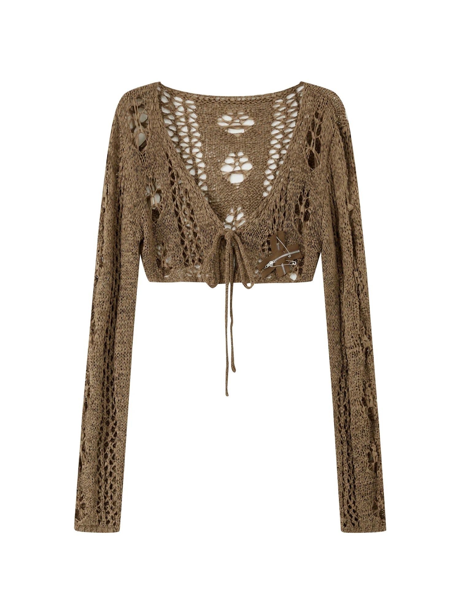 Steam Punk Knit Crop Top With Distressed Detail