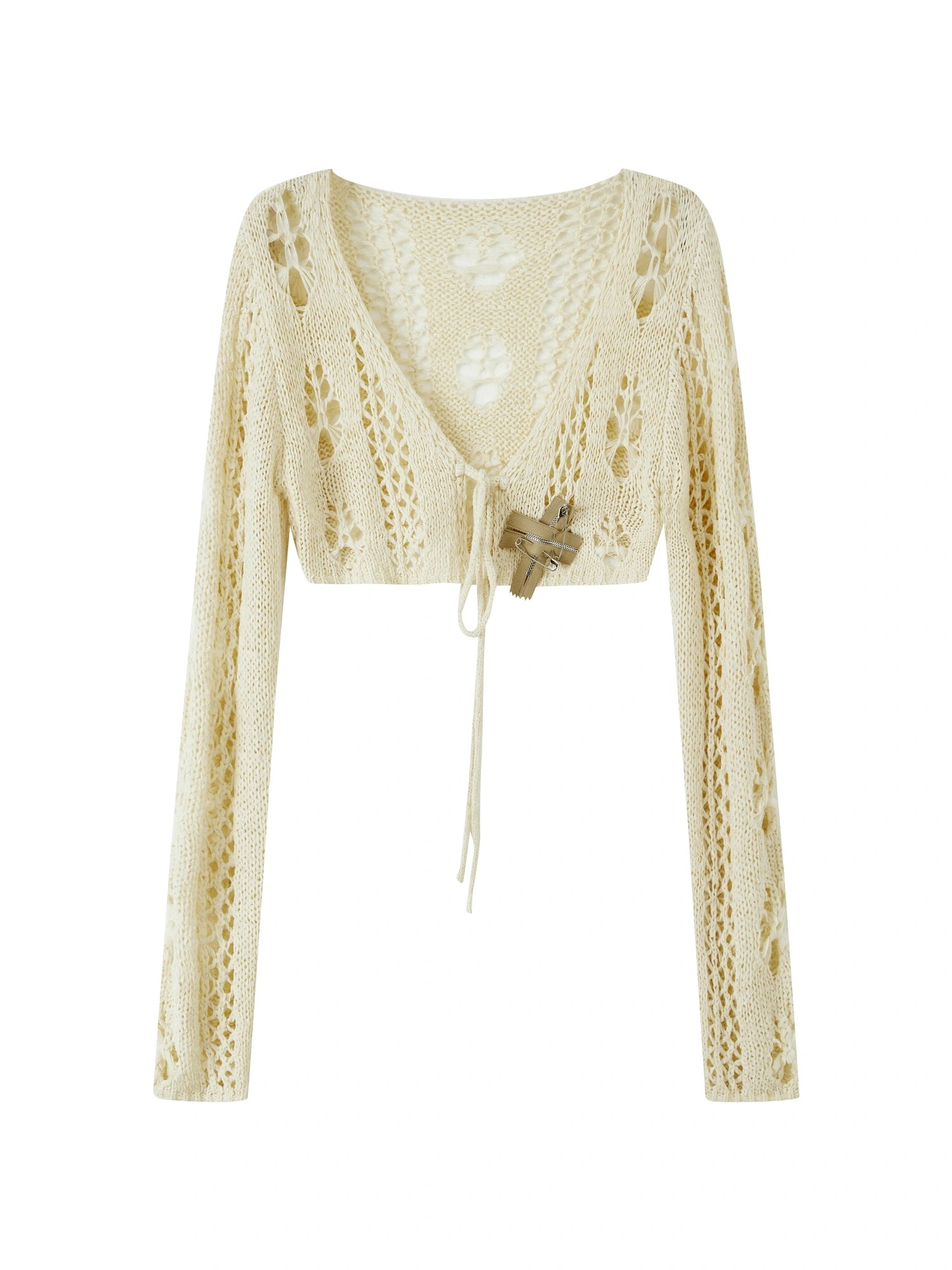 Steam Punk Knit Crop Top With Distressed Detail