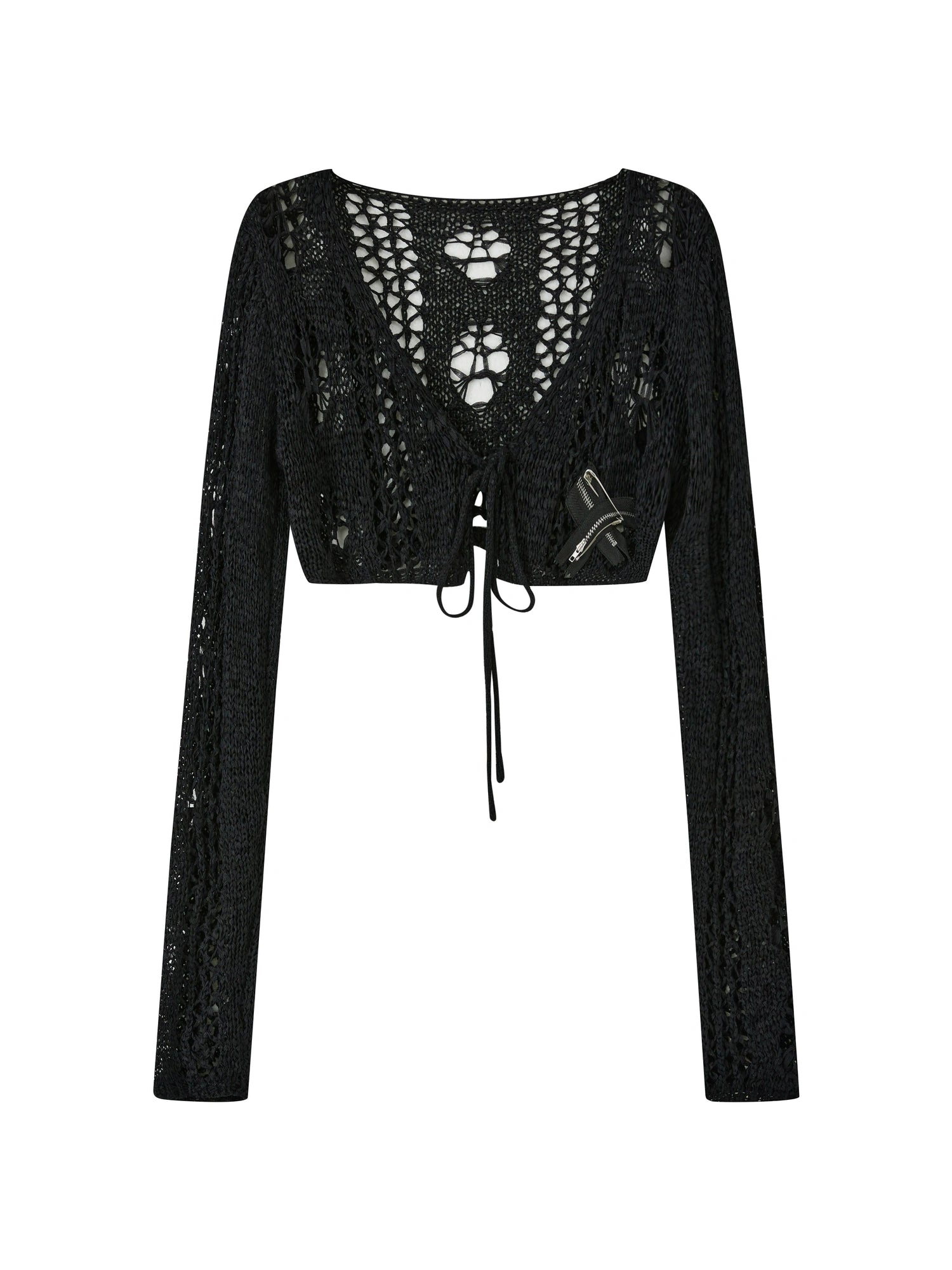 Steam Punk Knit Crop Top With Distressed Detail