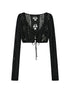 Steam Punk Knit Crop Top With Distressed Detail