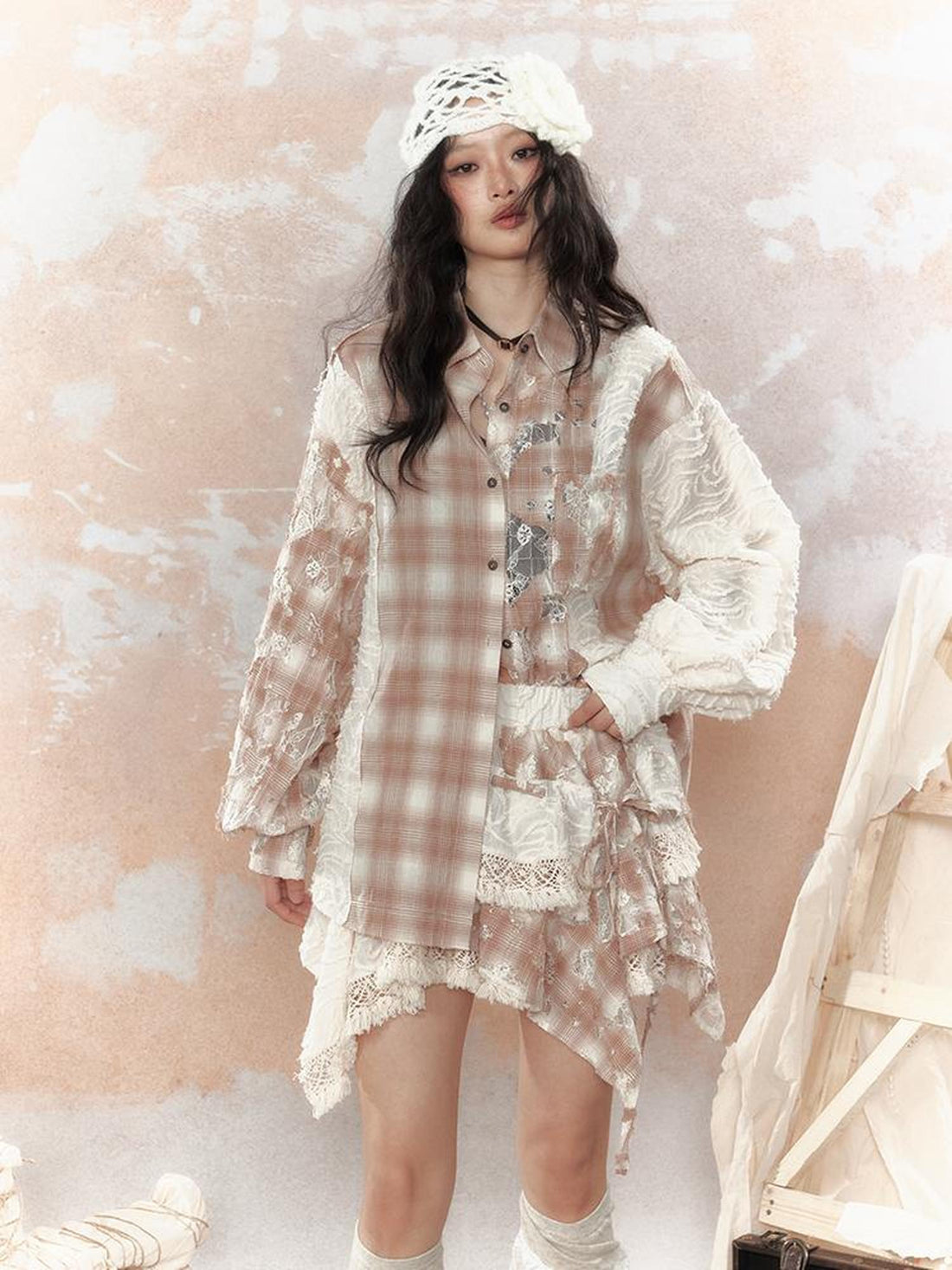 ALL iN plan Steam Punk Lace Up Sun Protection Shirt Jacket