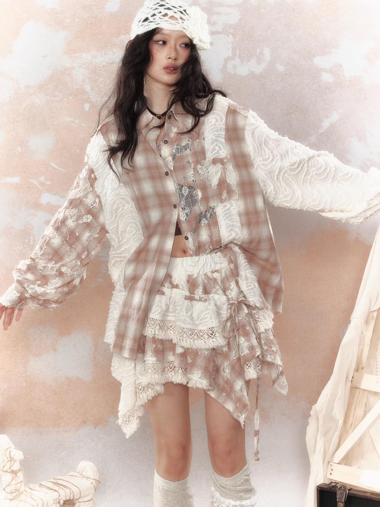ALL iN plan Steam Punk Lace Up Sun Protection Shirt Jacket