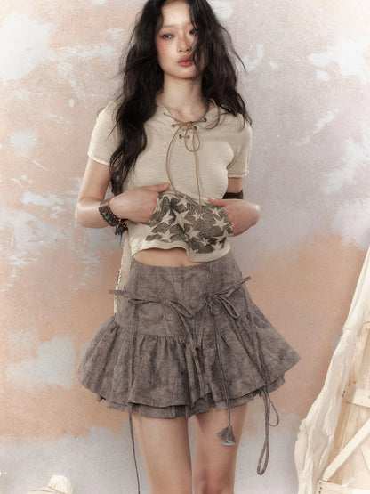 Steam Punk Star Print Rabbit Ear Hooded T-Shirt