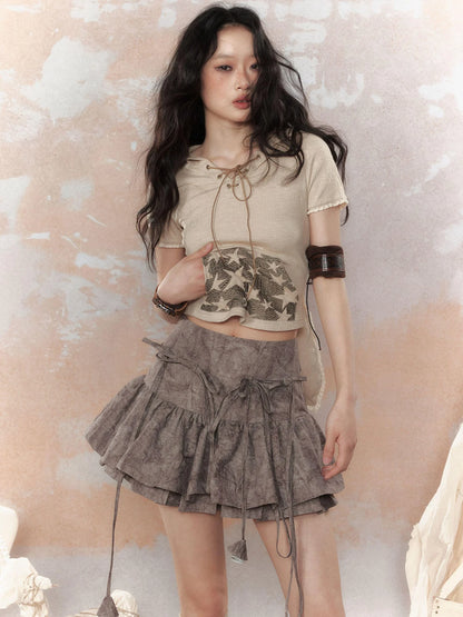 Steam Punk Star Print Rabbit Ear Hooded T-Shirt