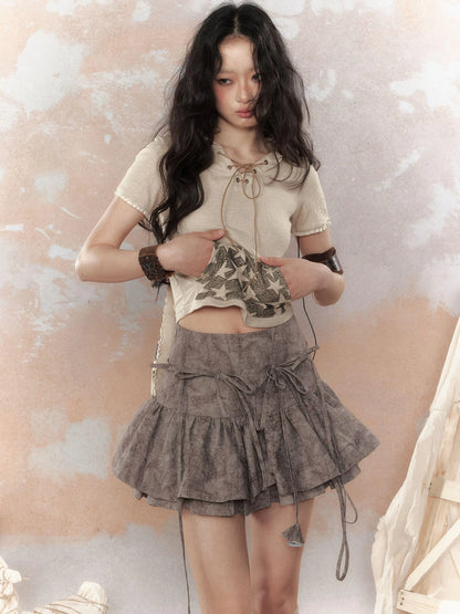 Steam Punk Star Print Rabbit Ear Hooded T-Shirt