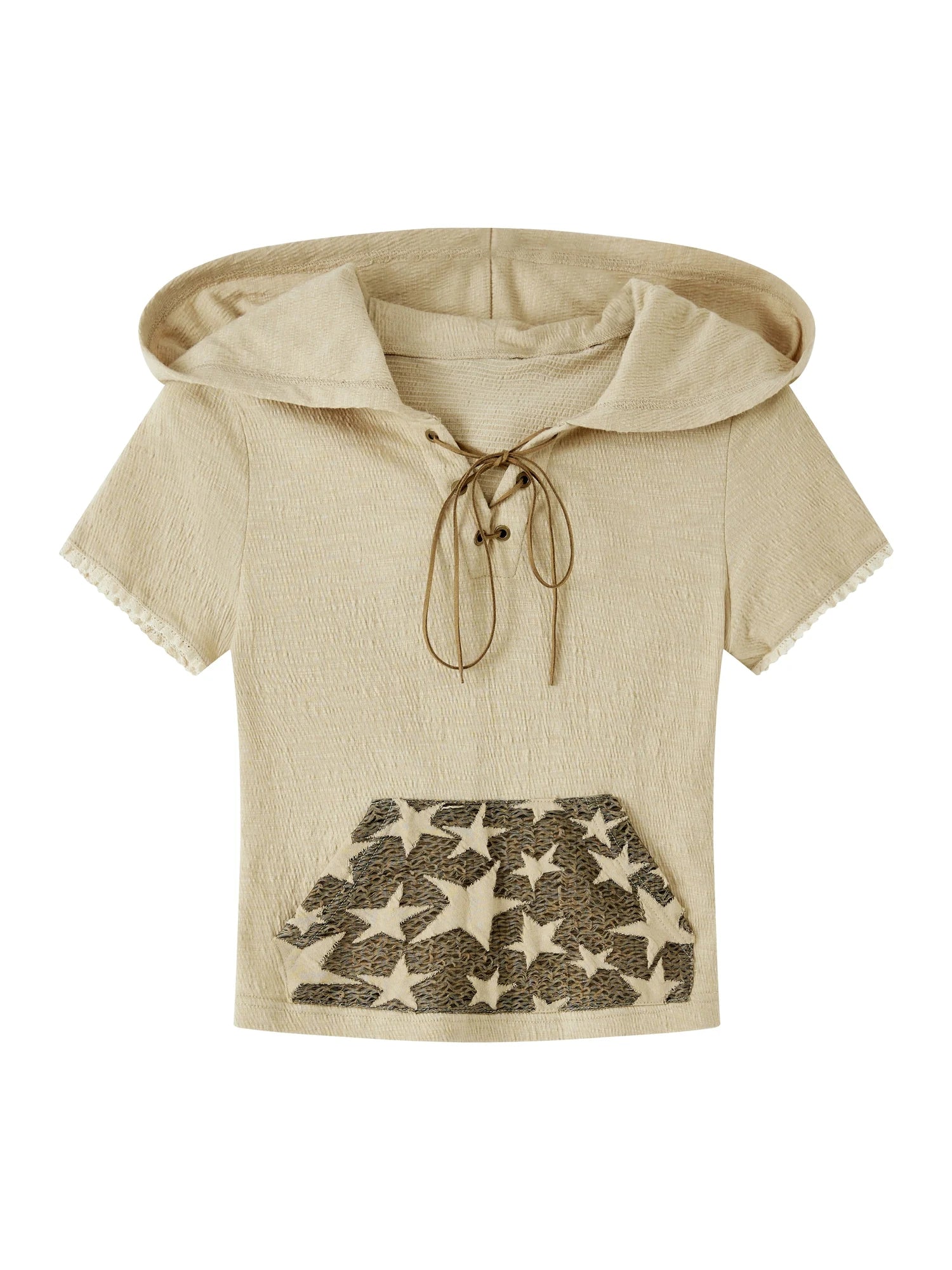 Steam Punk Star Print Rabbit Ear Hooded T-Shirt