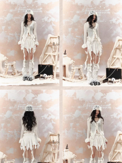 Steampunk Asymmetrical Skirt With Lace Trim