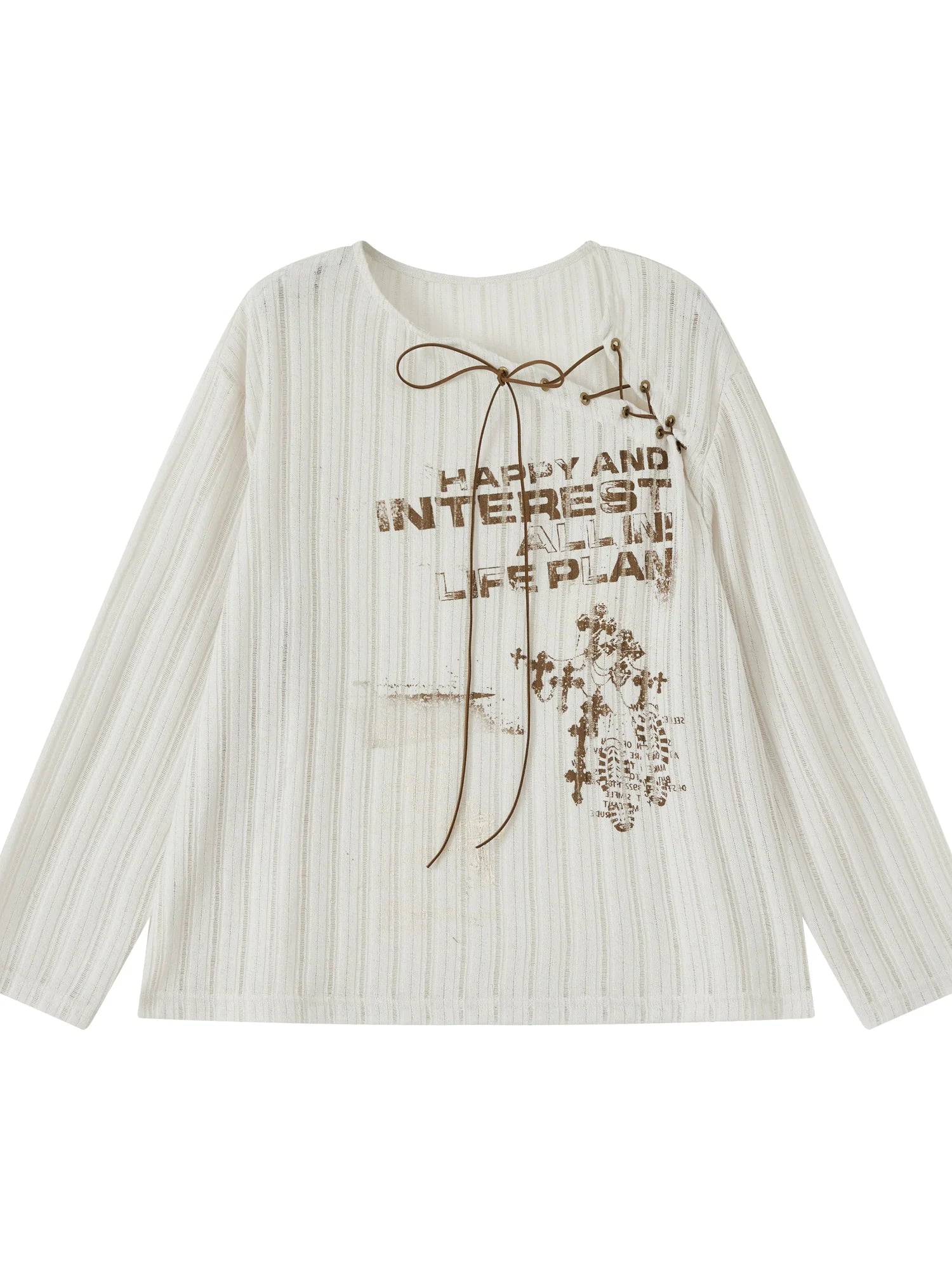 Steampunk Fairy Tale Torn Lace Sunshade Top V Neck T Shirt Long Sleeve