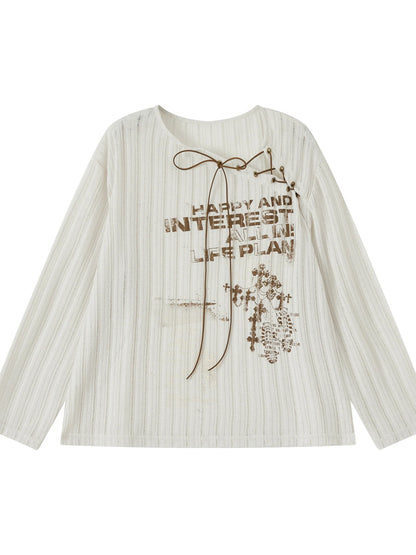 Steampunk Fairy Tale Torn Lace Sunshade Top V Neck T Shirt Long Sleeve