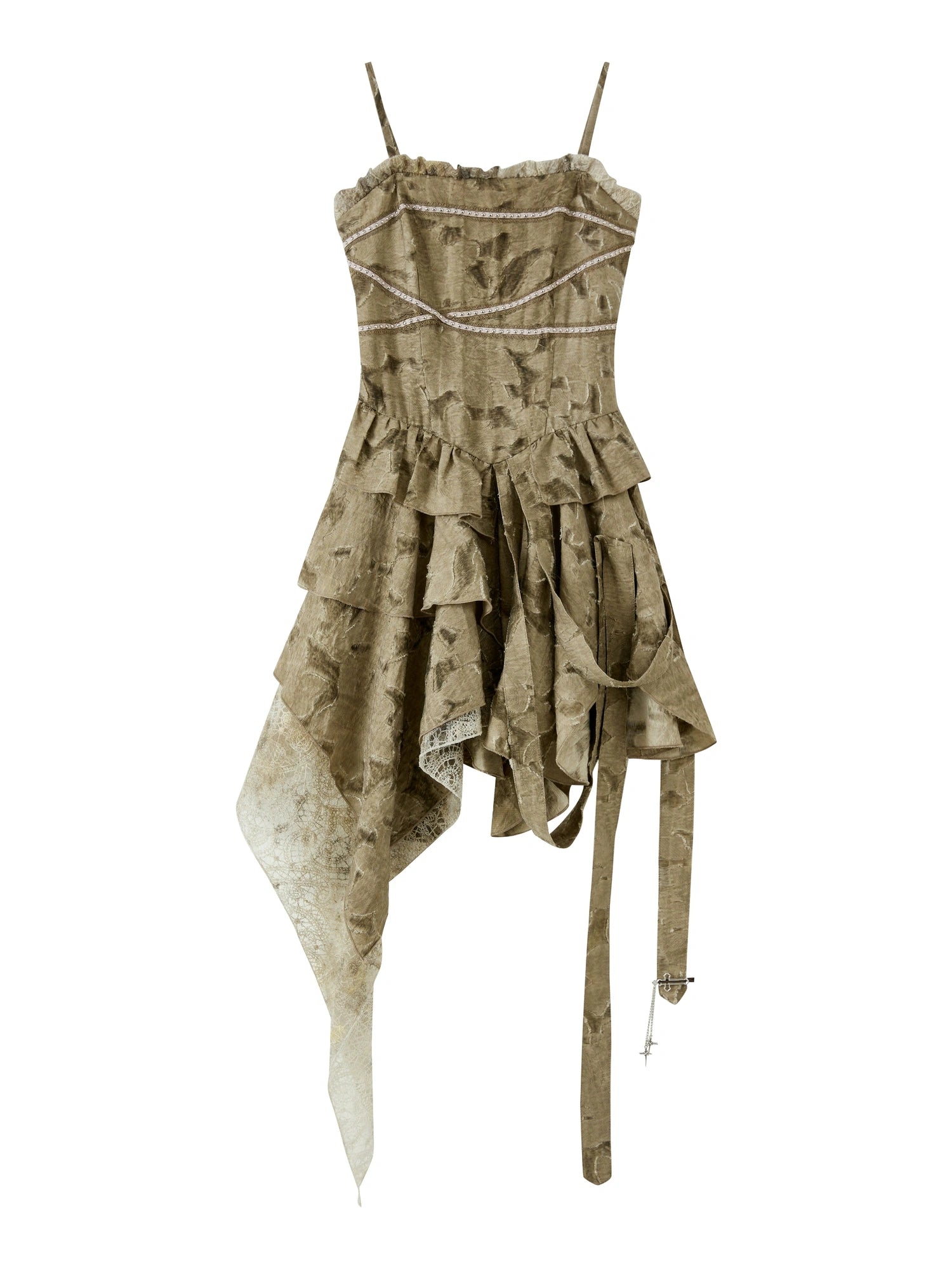 Steampunk Lace Asymmetric Mini Dress V Neck T Shirt Long Sleeve