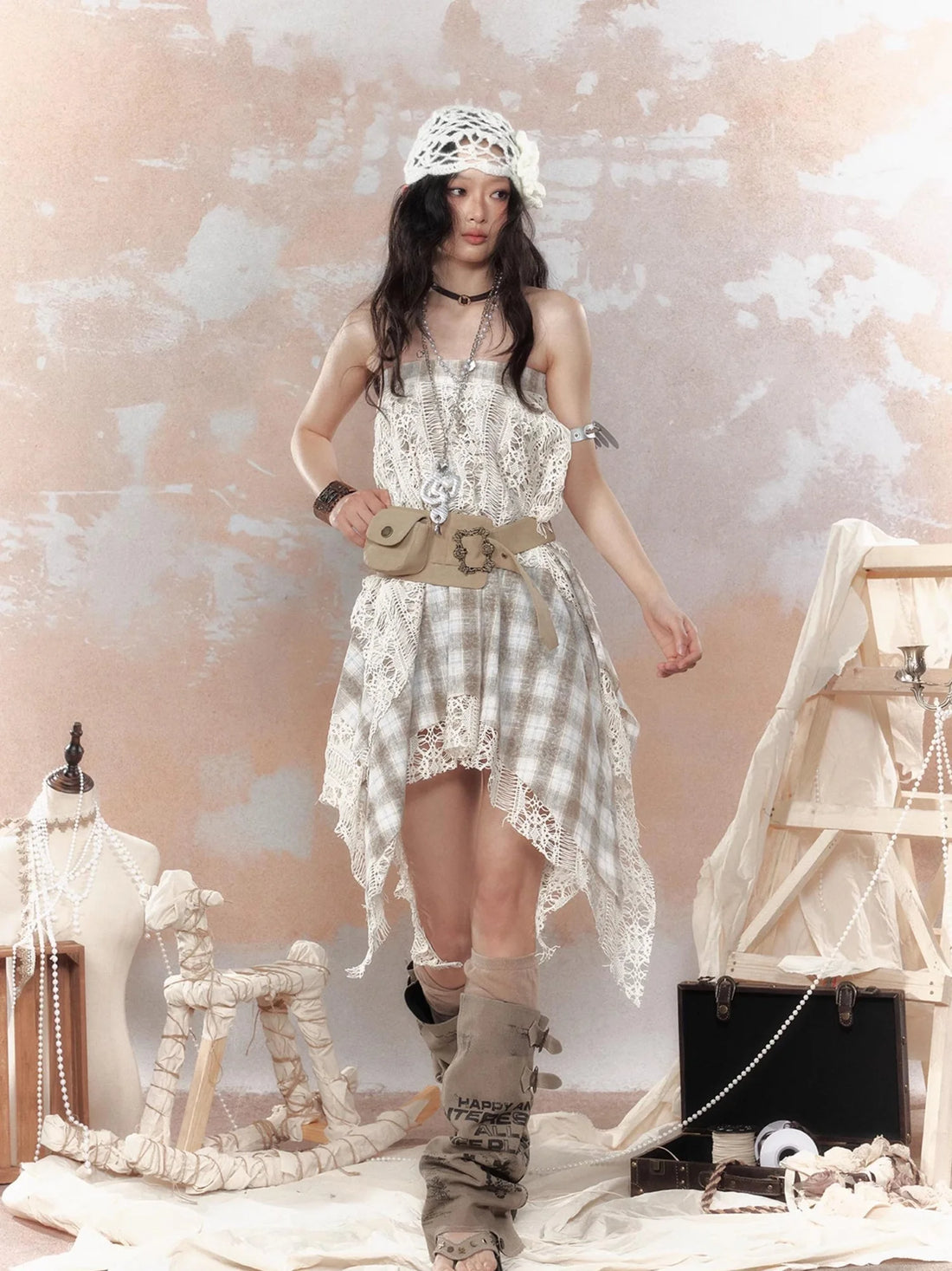 Steampunk Lace Bustier Skirt with Detachable Gear Harness