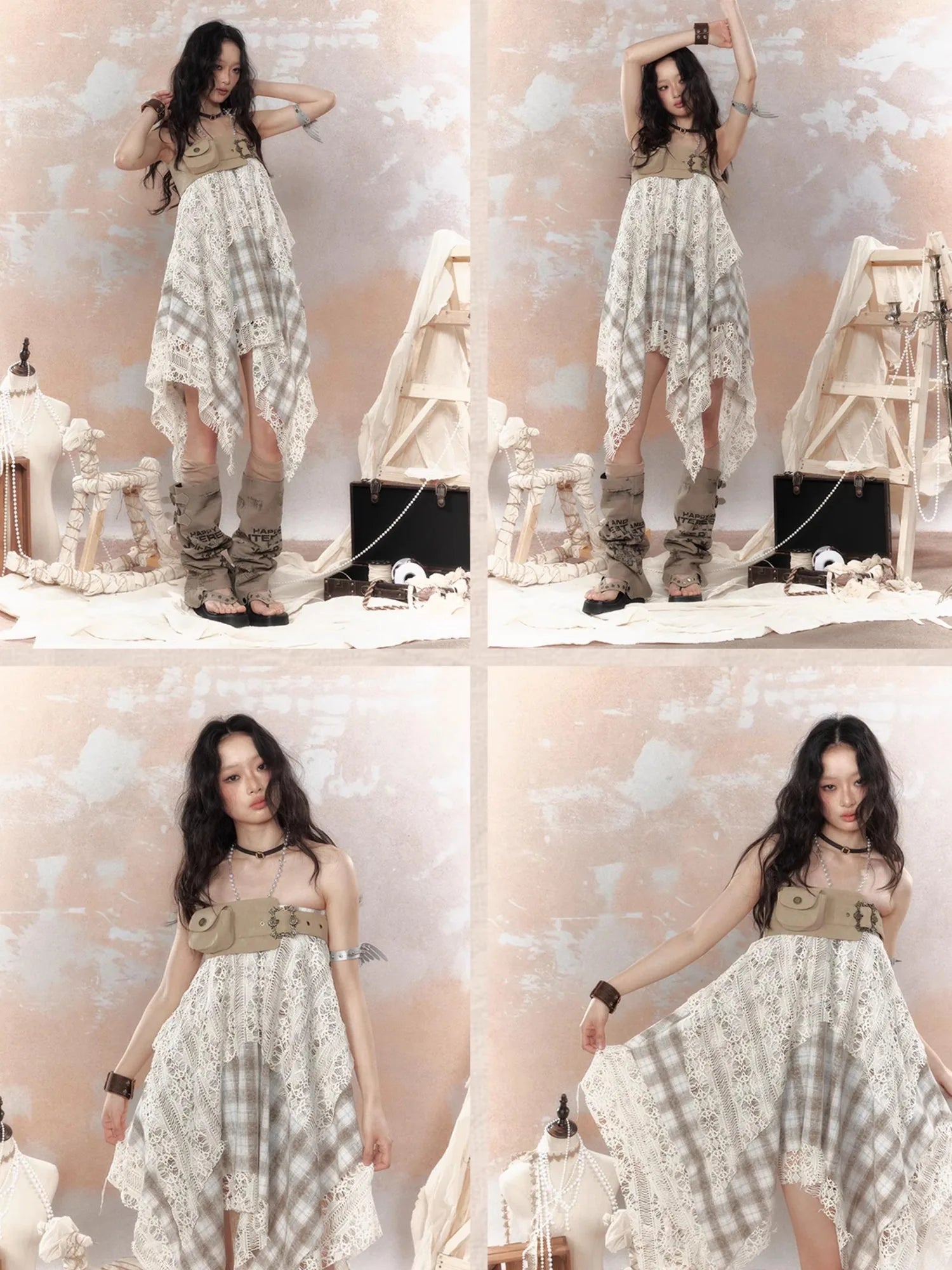 Steampunk Lace Bustier Skirt with Detachable Gear Harness