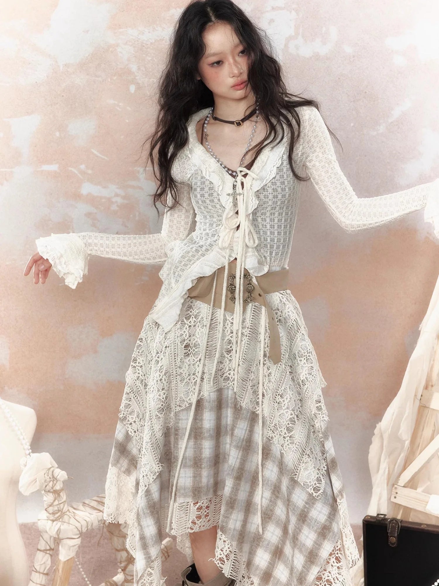 Steampunk Lace Bustier Skirt with Detachable Gear Harness