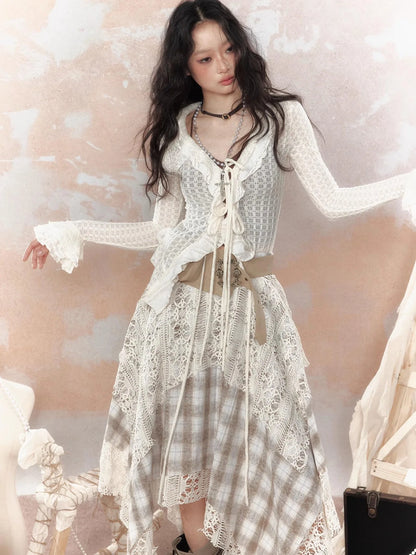 Steampunk Lace Bustier Skirt with Detachable Gear Harness