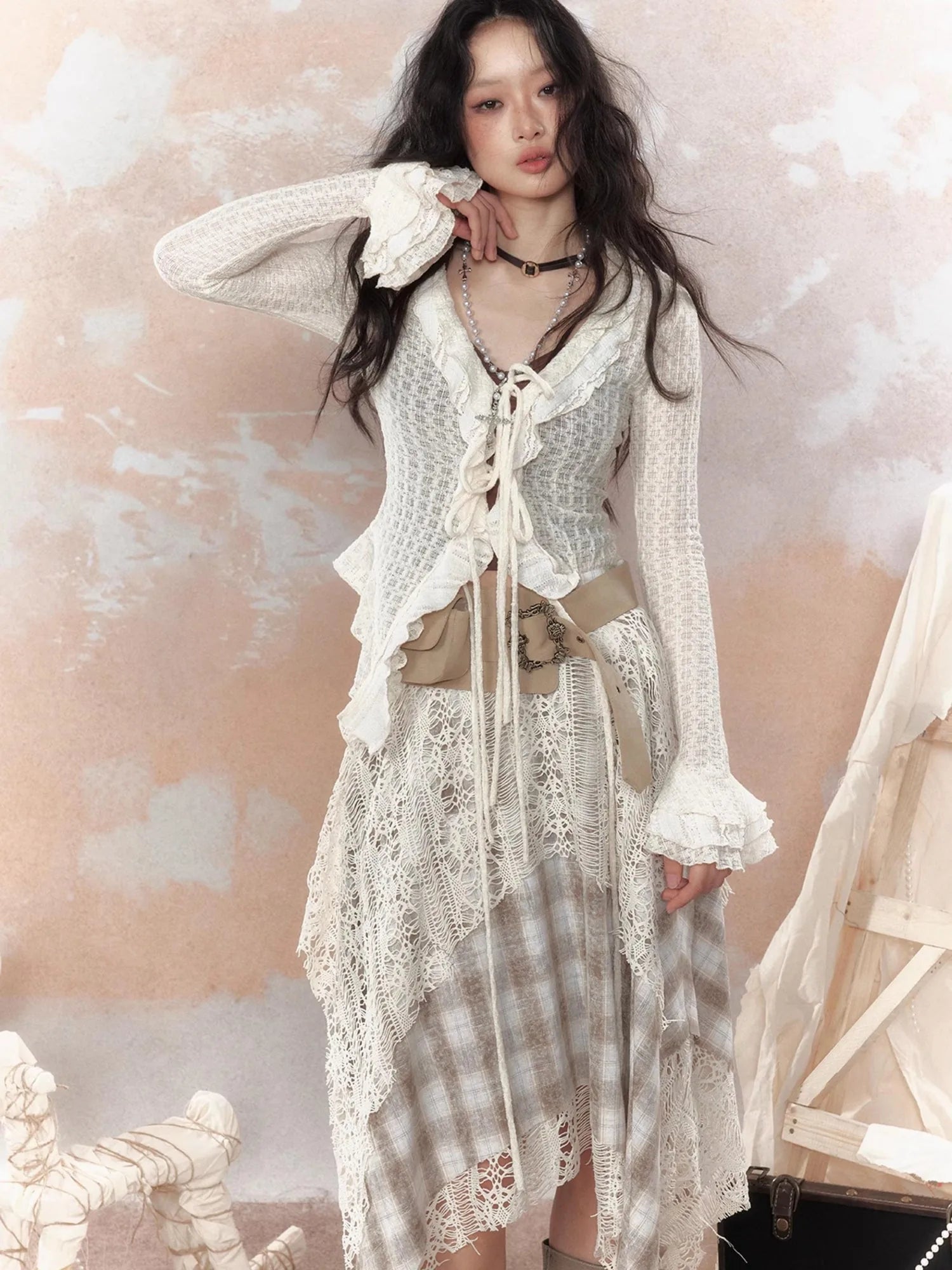 Steampunk Lace Bustier Skirt with Detachable Gear Harness