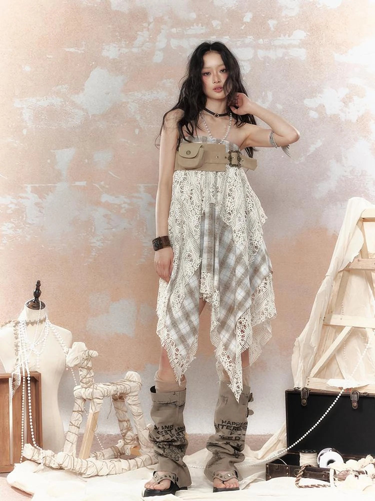 Steampunk Lace Bustier Skirt with Detachable Gear Harness