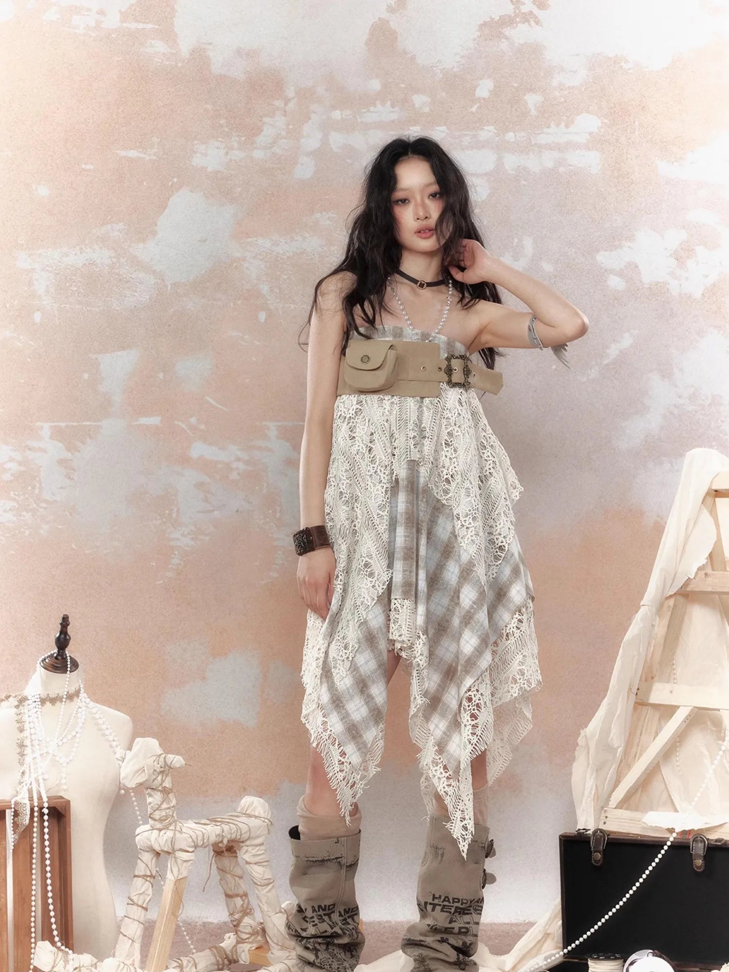 Steampunk Lace Bustier Skirt with Detachable Gear Harness