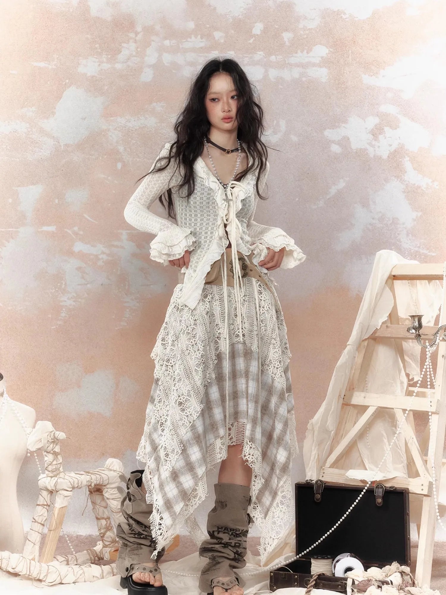 Steampunk Lace Bustier Skirt with Detachable Gear Harness