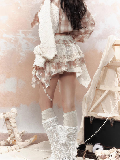 ALL iN plan Steampunk Lace Up Plaid Mini Skirt With Asymmetrical Cutouts