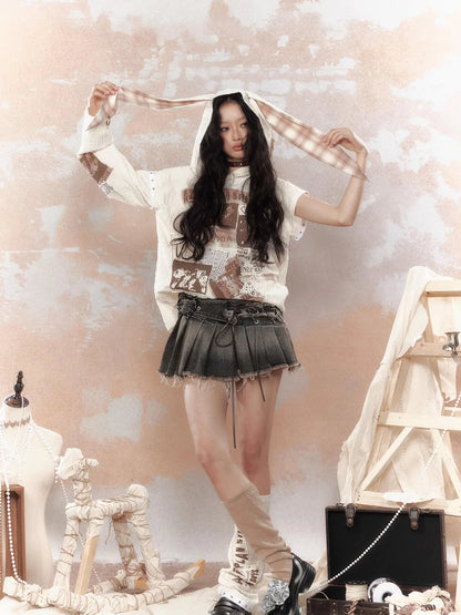 Steampunk Rabbit Hoodie With Detachable Sleeves