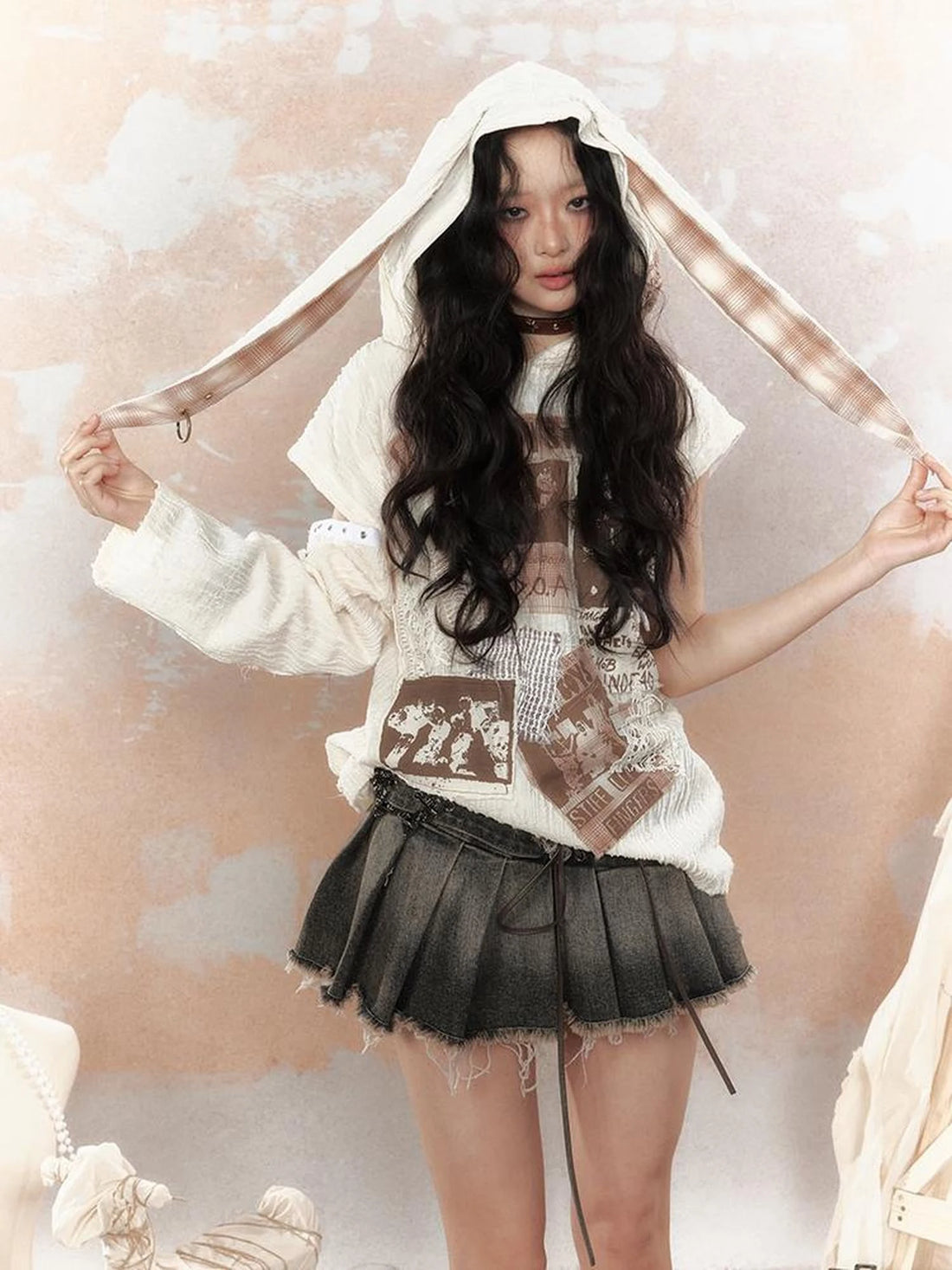 Steampunk Rabbit Hoodie With Detachable Sleeves