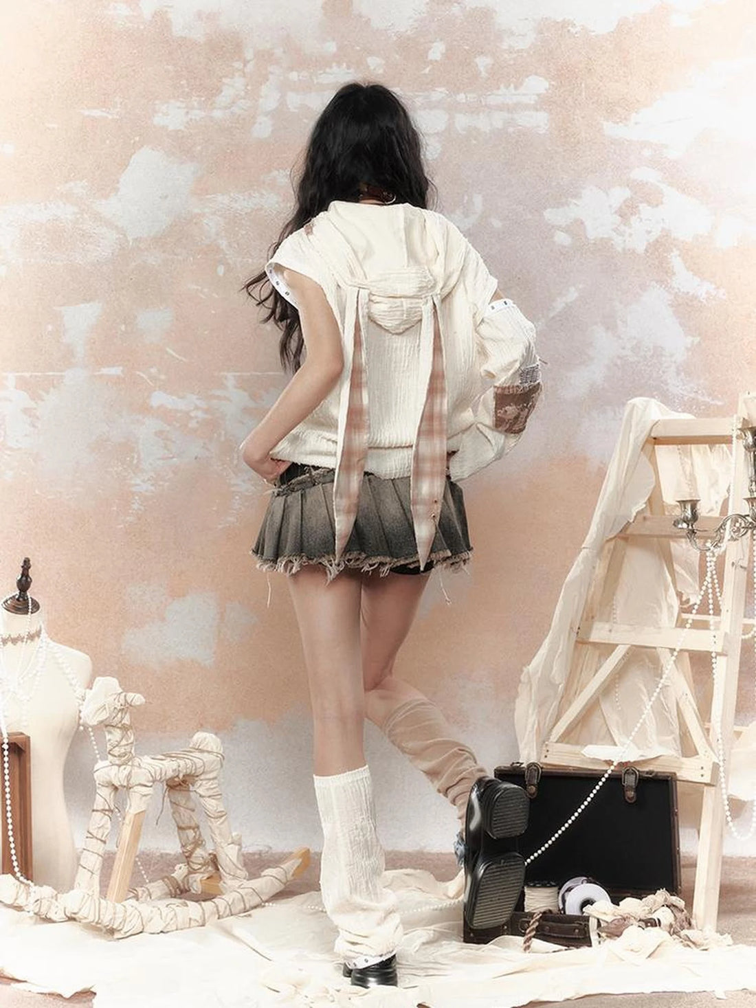 Steampunk Rabbit Hoodie With Detachable Sleeves