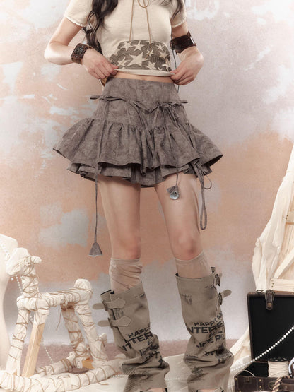 ALL iN plan Steampunk Rivet Skirt Distressed Lace Hem
