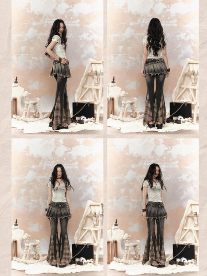 Steampunk Rivet Studded Denim Mini Skirt