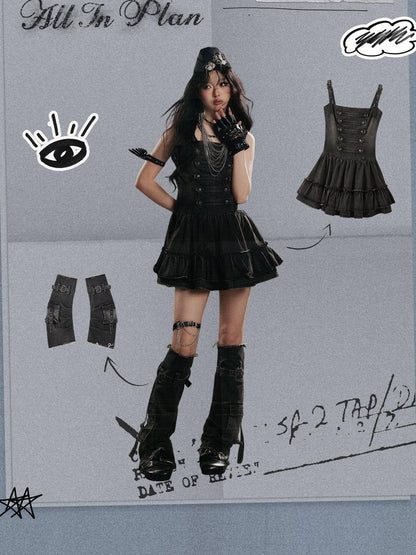 ALL iN plan Strapless Leather U Strap A Line Tiered Women&