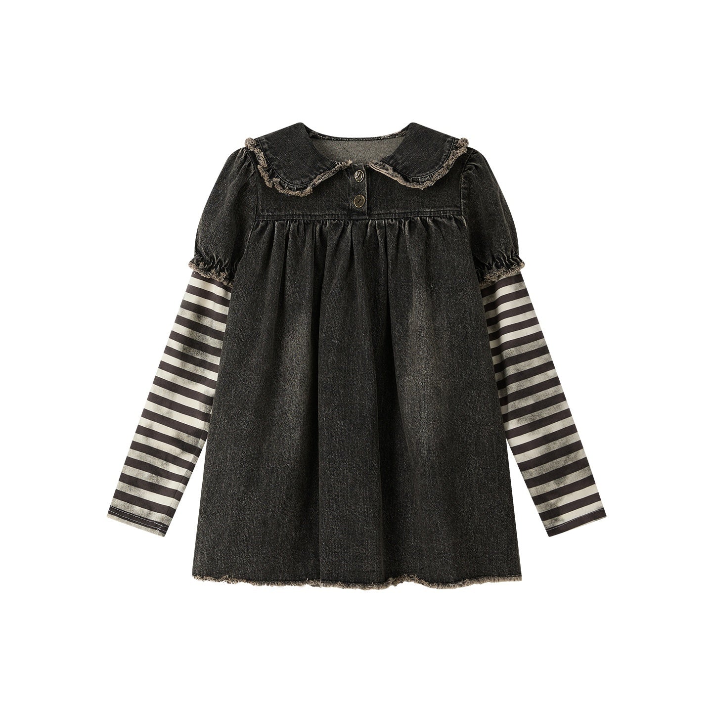 ALL_iN_plan_Striped_Denim_Patchwork_Doll_Collar_Distressed_Women&